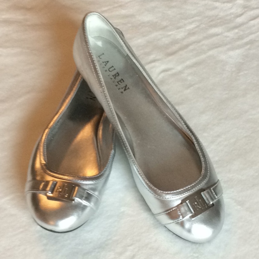 Ralph Lauren Silver Ballerina Slippers